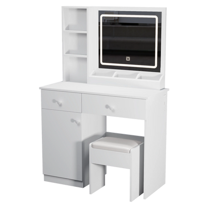 Wohh MDF Makeup Vanity with LED Mirror, Dressing Table and 5 Drawers, White