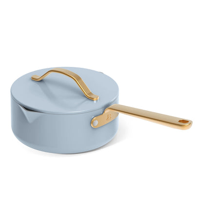 Beautiful 12pc Ceramic Non-Stick Cookware Set with Strainer Lids, White Icing by Drew Barrymore