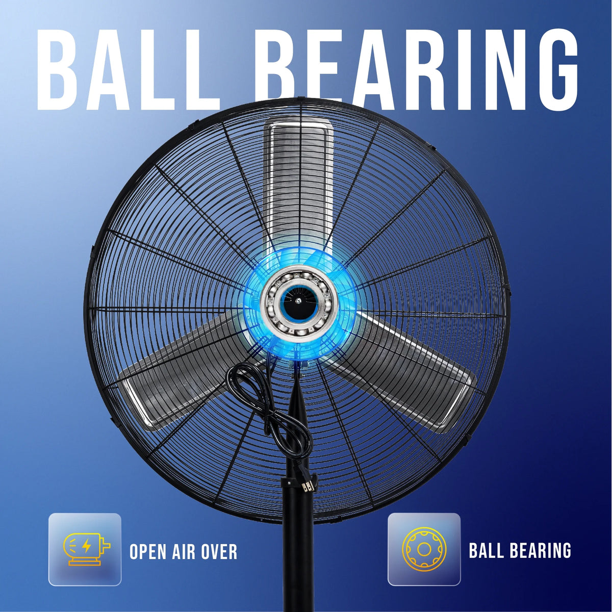 Tornado - 20 Inch High Velocity Metal Oscillating Pedestal Fan - Commercial, Industrial Use Water-Resistant