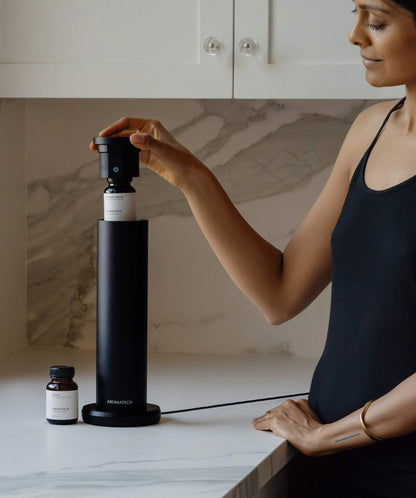 AromaTech New AroMini BT Plus Scent Diffuser w/Bluetooth �C Cold-Air Diffusion Scent Machine for Home, Office, Hotel, Spa �C Nebulizing Diffusion System for Essential Oil Blends (Black)