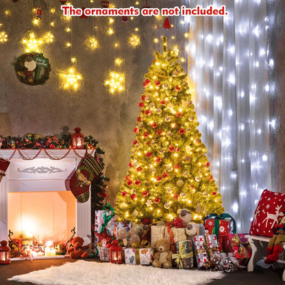 Costway 7ft Pre-lit Hinged Christmas Tree w/ Remote Control & 9 Lighting Modes