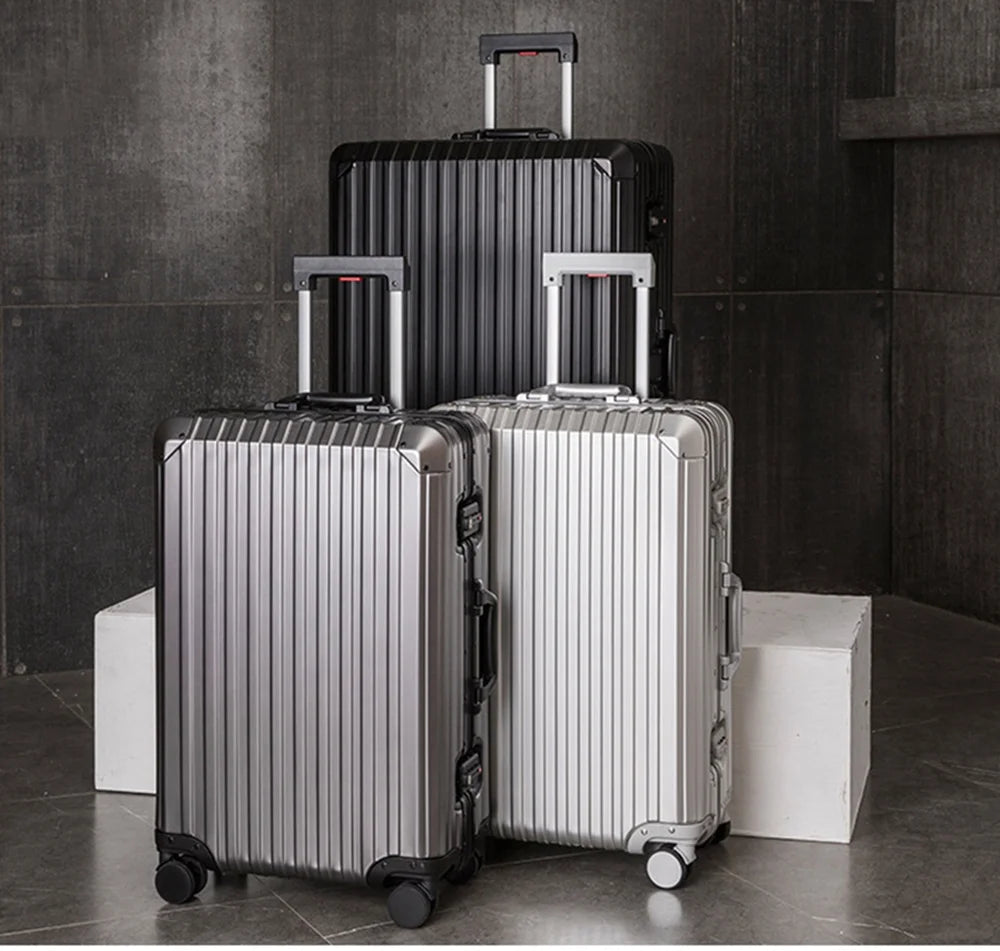 All Aluminum Magnesium Hardshell Carry On Luggage with Lock, Airline Approved Hardside Carry on Suitcase with Spinner Wheels, Checked Metal Rolling Luggage Case for Travel, Business