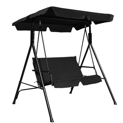 Topcobe Loveseat Cushioned Patio Steel Frame Swing Glider, Outdoor Patio Furniture for Balcony Garden Backyard -Black