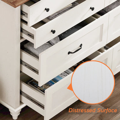 White 8 Drawer Dresser for Bedroom, Wooden Chest of Drawers for Living Room