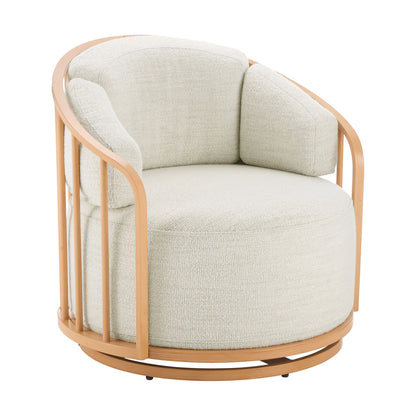Better Homes & Gardens Lillian Swivel Birdcage Accent Chair, Cream Linen