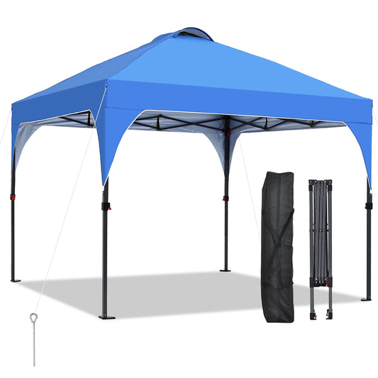 Ainfox 8'x8' Pop Up Canopy Tent, Easy-Setup Gazebo, Outdoor Canopy with 3 Adjustable Heights for Events, Parties, Camping, Blue