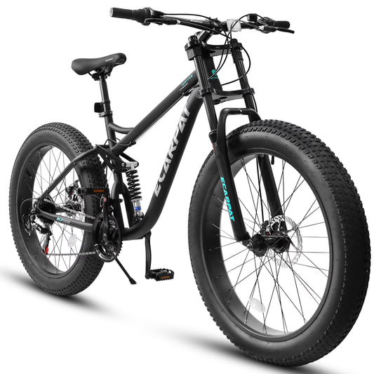 Ambifirner 26" Fat Tire Mountain Bike with Full Suspension - 4" Wide All-Terrain Tires & Shimano 21-Speed Drivetrain - Outdoor Bike for Men/Women 85% Pre-Assembled Durable Design