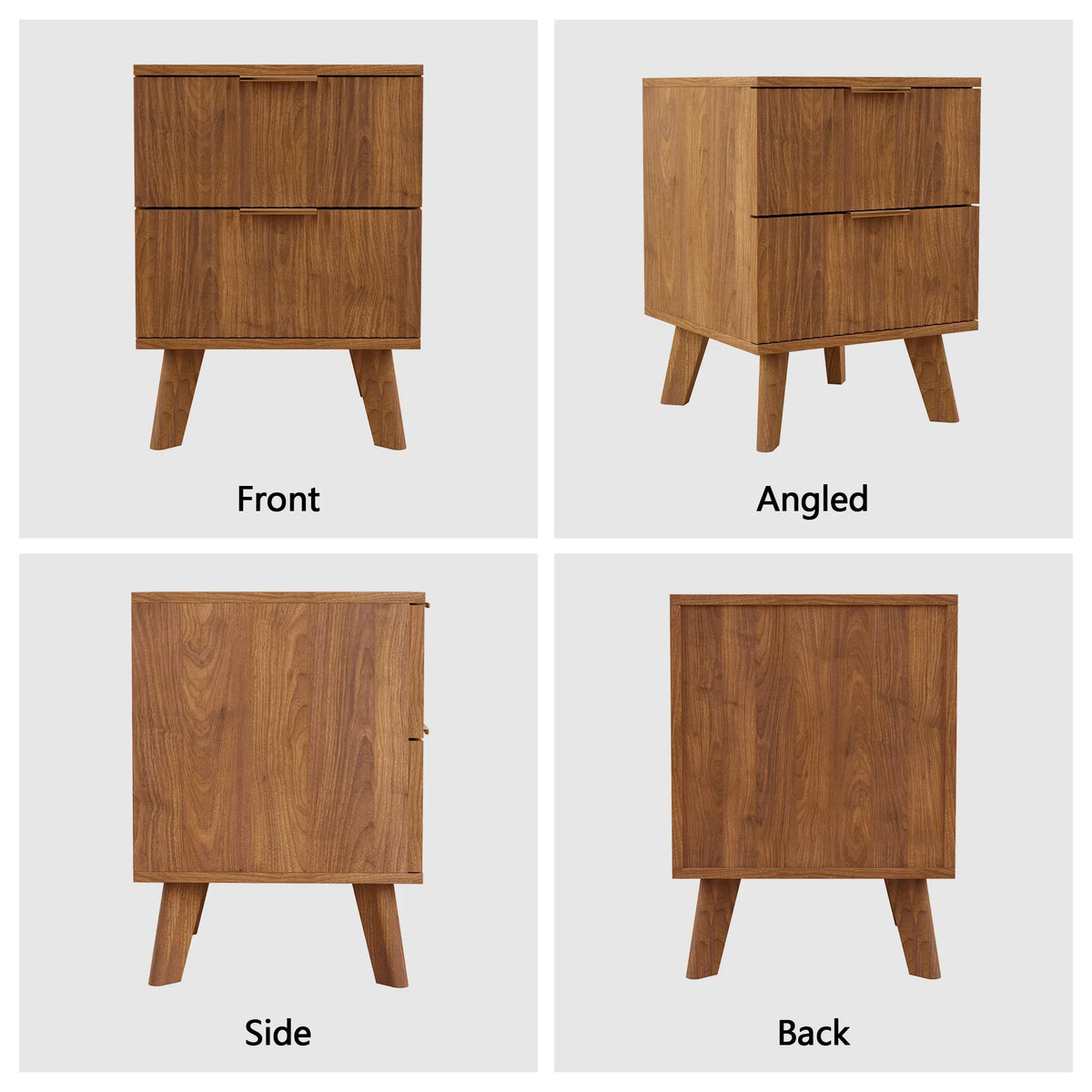 YOCWO Fluted Nightstand for Bedroom Set of 2 , Wood Bedside Table Set of 2 with Drawers, Black