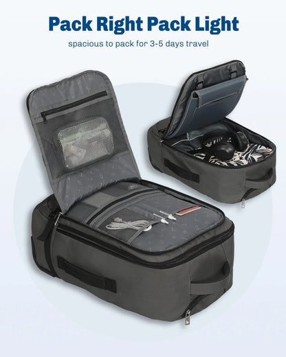 Hynes Eagle 22" Hybrid Carry-On Luggage, Softside Rolling Backpack, Grey