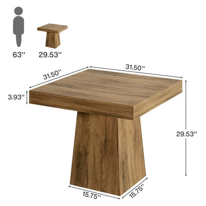 Tribesigns Square Dining Table for 4, 31.5-Inch Kitchen Table Small Dinner Table with Sturdy Pedestal Base, Farmhouse Dining Room Table for Home Dining Room, Living Room, Kitchen, Vintage Brown