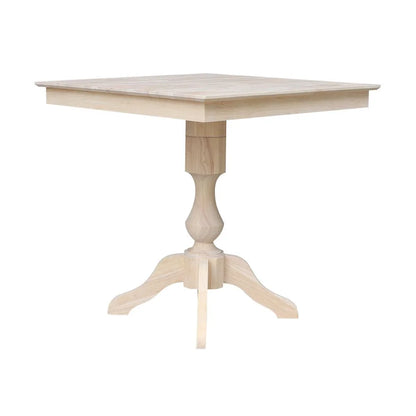 36" x 36"  Natural Solid Wood Square Top Pedestal Table - 29.9" Height