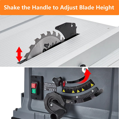 Wpond 1800W, 15A 10in Portable Table Power Saw, 5000 RPM