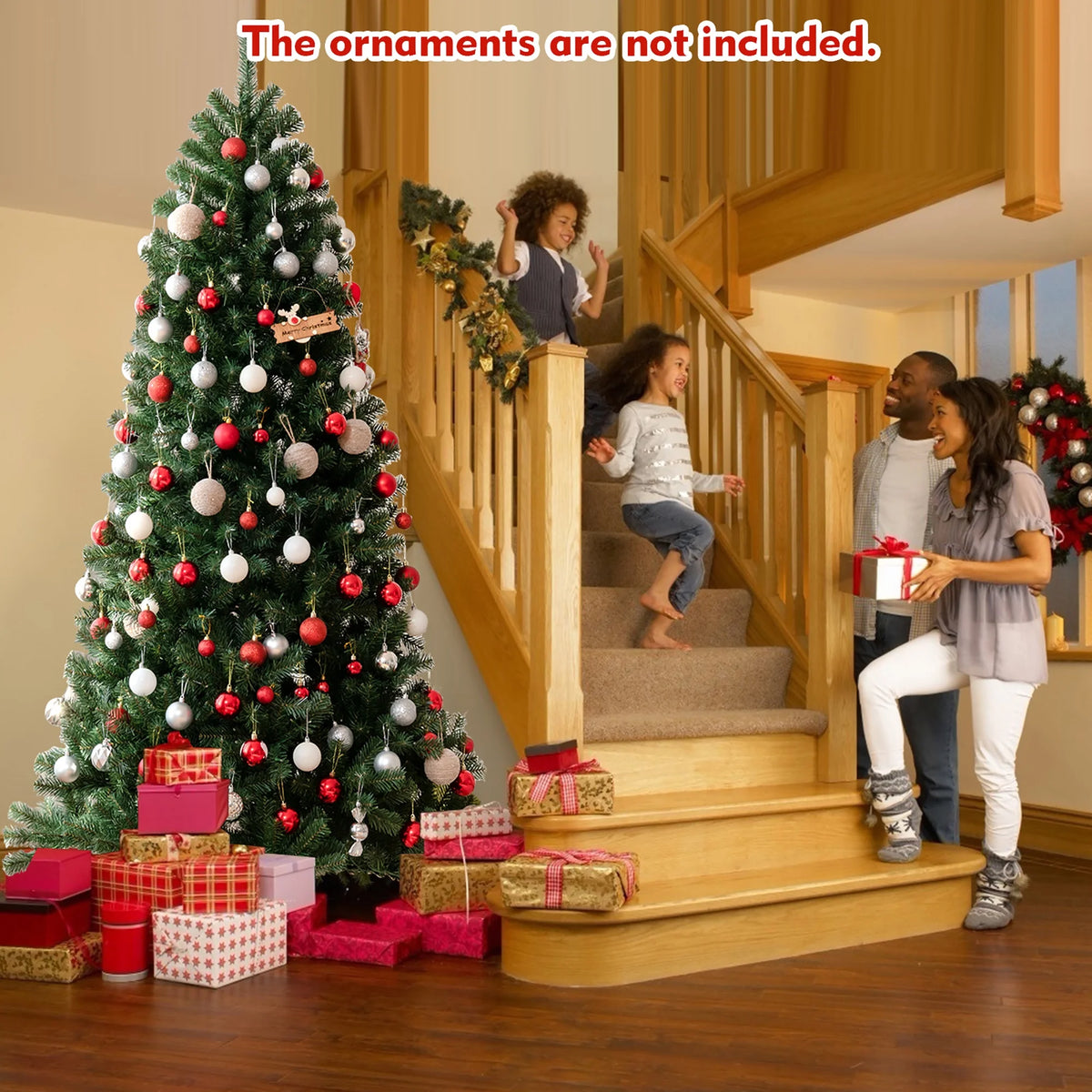 Costway 7ft Pre-lit Hinged Christmas Tree w/ Remote Control & 9 Lighting Modes