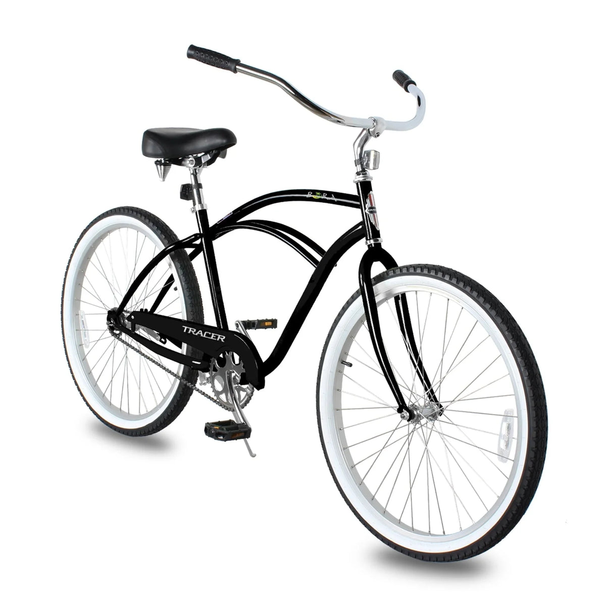Tracer BORA Beach Cruiser Bike for Adult, 26 Inch Wheels, Featuring Steel Step Over or Step Through Hi Ten Steel Frame, 1 Speed with Coaster Brake, Hybrid Bike, Black Color