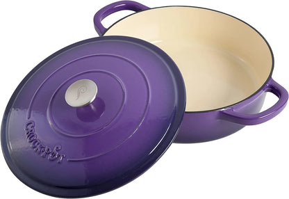 Crock-Pot Artisan 2 Piece 5 Quart Enameled Cast Iron Braiser with Lid in Lavender