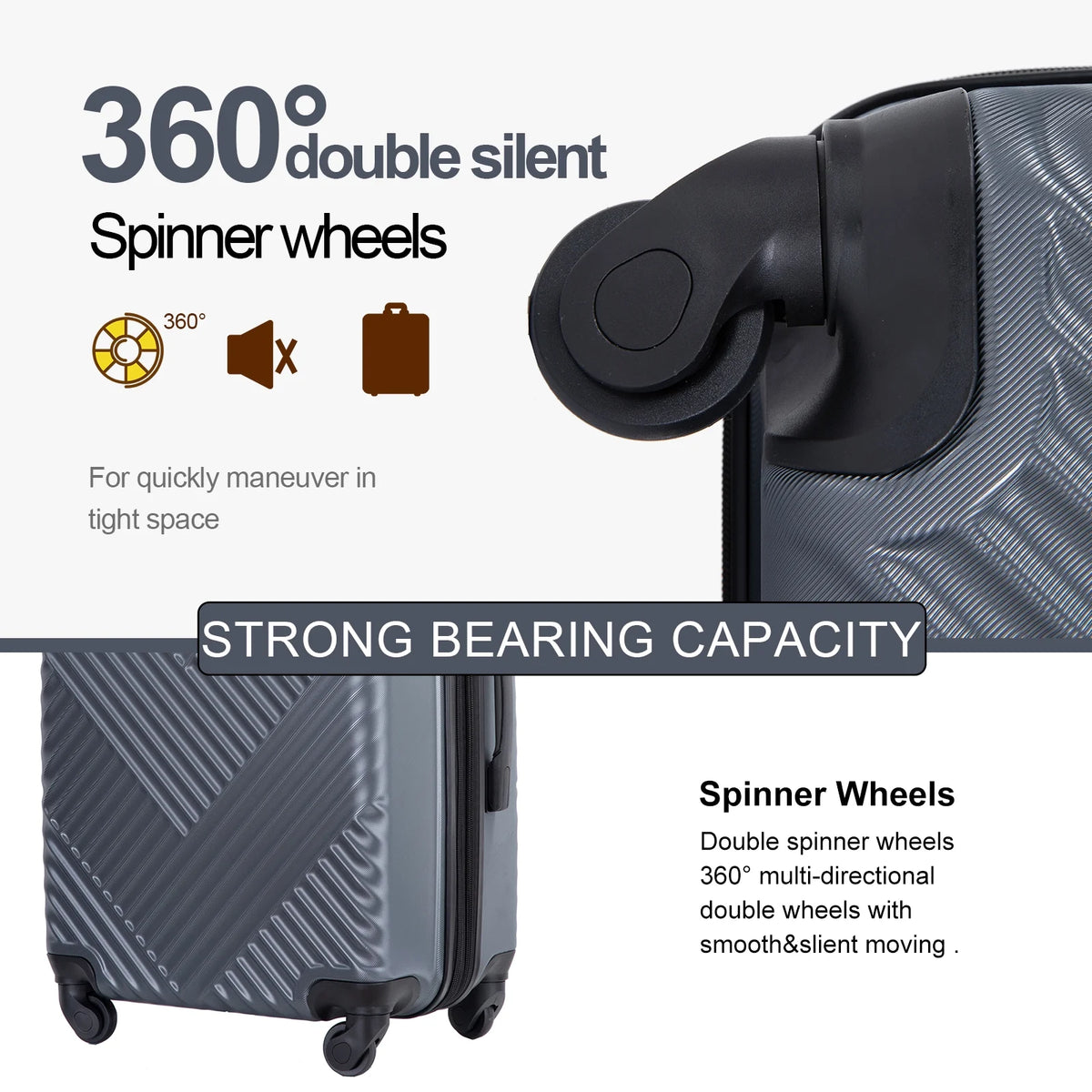 10 Piece Luggage Set Lightweight Suitcase Set with 7PCS Organizer Bags Suitcase with TSA Lock Spinner Wheels(Black)