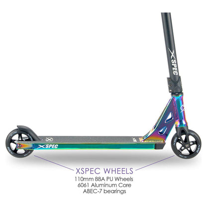 Xspec Oil Slick Neo Chrome Pro Stunt Kick Scooter. Rainbow Trick Scooter
