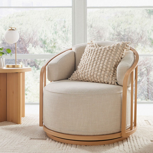 Better Homes & Gardens Lillian Swivel Birdcage Accent Chair, Cream Linen