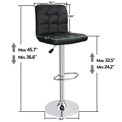 ZENY Height Adjustable Home Bar Stool Set 360-Degree Swivel, Set of 2