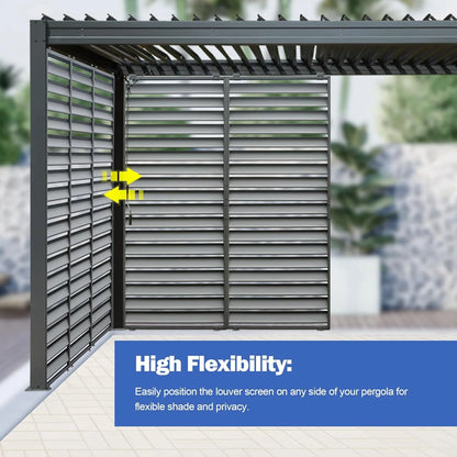 TOTAL Outdoor Waterproof Aluminum Privacy Screen for Louvered Pergolas, UV Resistant, Wind Blocking, Gray (Pergola Not Included)