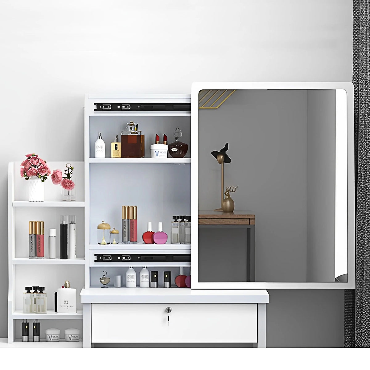 Wohh MDF Makeup Vanity with LED Mirror, Dressing Table and 5 Drawers, White