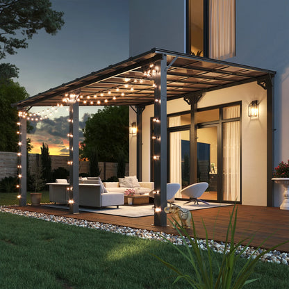 Aoxun 8' x 5' Gazebo for Patio, Gazebo Pergola with Sloped Roof, Grill Gazebo Large Wall-Mounted Heavy Duty Awnings, for Backyard, Deck, Patio