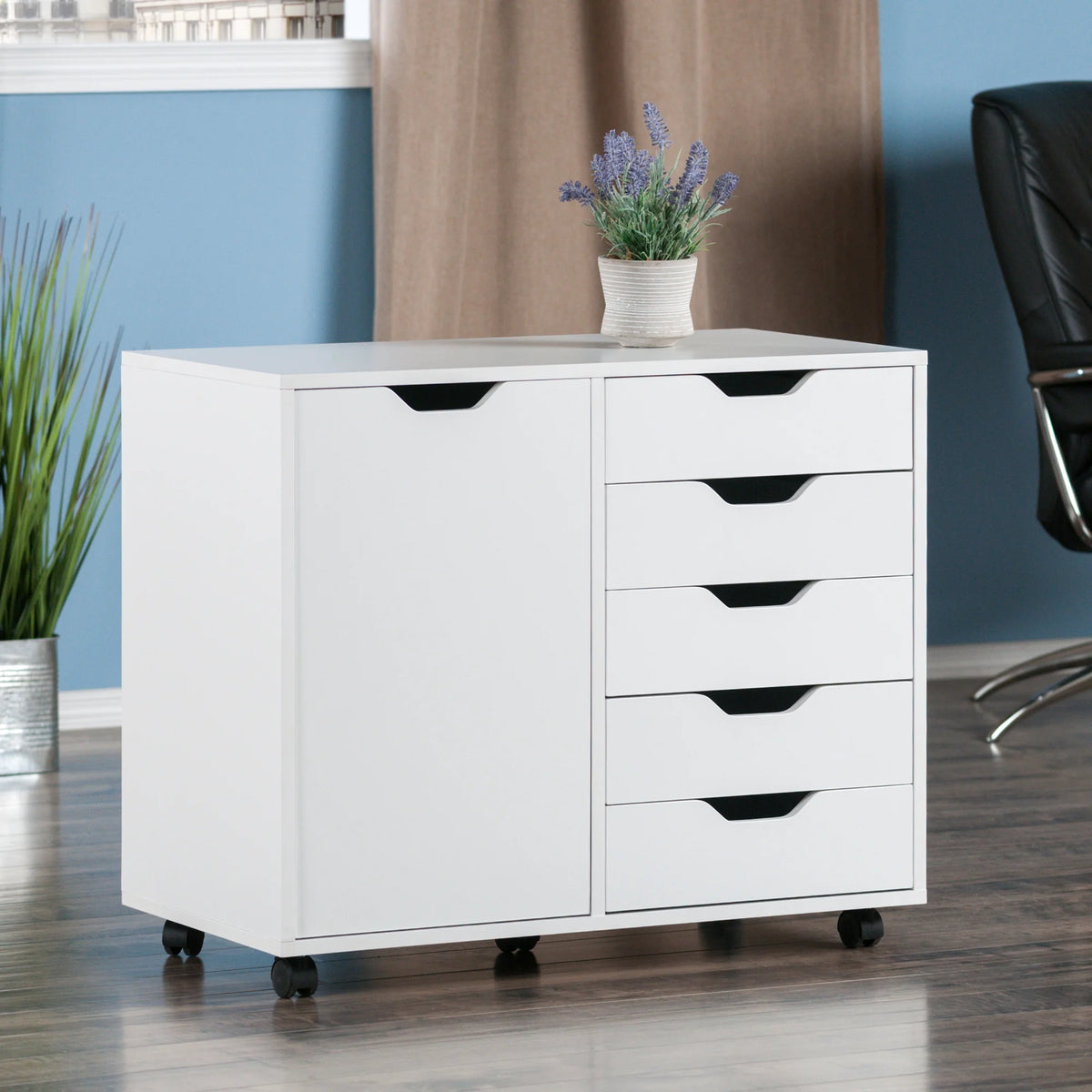 Winsome Halifax 5-Drawer, Side Storage Mobile Cabinet 10630, White Finish