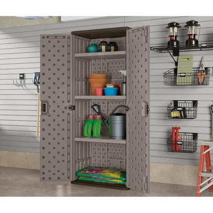Suncast 3-Shelf Resin Base Garage Cabinet Locker, Gray