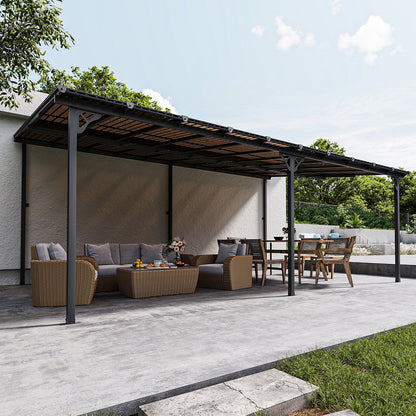 Aoxun 8' x 5' Gazebo for Patio, Gazebo Pergola with Sloped Roof, Grill Gazebo Large Wall-Mounted Heavy Duty Awnings, for Backyard, Deck, Patio