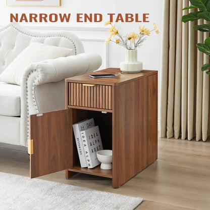 YOCWO Fluted Nightstand for Bedroom Set of 2 , Wood Bedside Table Set of 2 with Drawers, Black