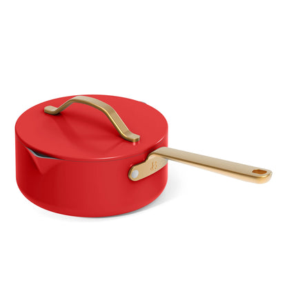 Beautiful 12pc Ceramic Non-Stick Cookware Set with Strainer Lids, White Icing by Drew Barrymore