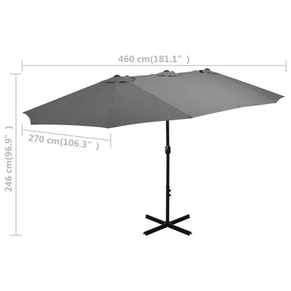 vidaXL Garden Parasol Blue Polyester fabric, Aluminum pole and ribs Large