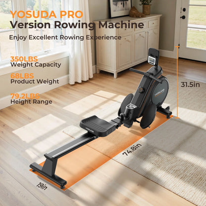 YOSUDA Magnetic Rowing Machine 350 LB Weight Capacity - Foldable Rower for Home Use with Bluetooth, App Supported, Tablet Holder and Comfortable Seat Cushion
