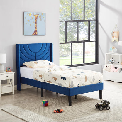 VECELO Set of 2 Twin Bed Frames, Modern Upholstered Platform Bed Frame with Tufted Headboard, No Box Spring Needed, Dark Green