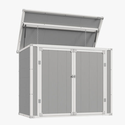 UDPATIO Outdoor Storage Shed 5x3 FT, Resin Garden Shed for Backyard, Patio, Lawn, Grey & White