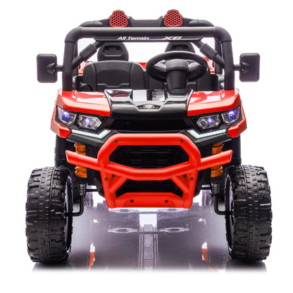 Xuanlur 24V 2 Seater Kids Ride on Car Truck, Ride on UTV W/ 2x200W Motor, 24 Volt Ride on Toys W/ Dump Bed/Shovel, Electric Car for Kids W/ Durable Tires, LED Light, Music, Remote Control, Black