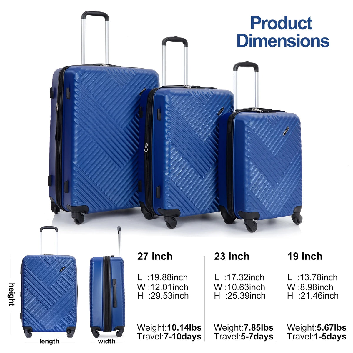 10 Piece Luggage Set Lightweight Suitcase Set with 7PCS Organizer Bags Suitcase with TSA Lock Spinner Wheels(Black)