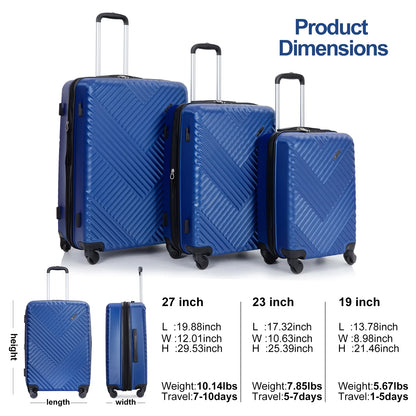 10 Piece Luggage Set Lightweight Suitcase Set with 7PCS Organizer Bags Suitcase with TSA Lock Spinner Wheels(Black)