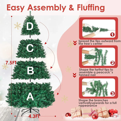 Vebreda 6FT Pre-Lit Artificial Christmas Tree with 300 Warm White LED Lights, Hinged Branch Design, Eco-Friendly PVC Needles & Foldable Metal Stand for Home, Office & Holiday D��cor