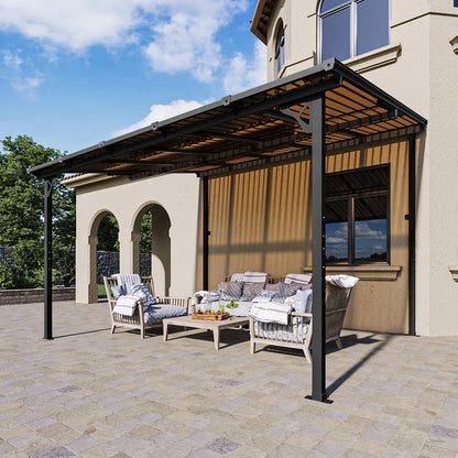 Aoxun 8' x 5' Gazebo for Patio, Gazebo Pergola with Sloped Roof, Grill Gazebo Large Wall-Mounted Heavy Duty Awnings, for Backyard, Deck, Patio