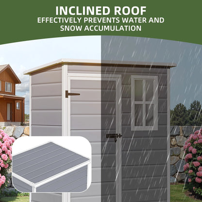 Uforic Resin Outdoor Storage Shed, 5x3 FT with Floor All-Weather Resin Storage Shed with Lockable Door & Window, Waterproof