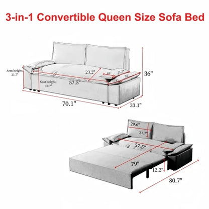 Tabaray 63.8" Futon Sofa Bed Queen Size, Pull Out Bed, 3-in-1 Convertible Sleeper Sofa with Side Pocket, Modern Plush Velvet Futon Couch for Living Room, Small Space, Apartment, Bedroom, Black