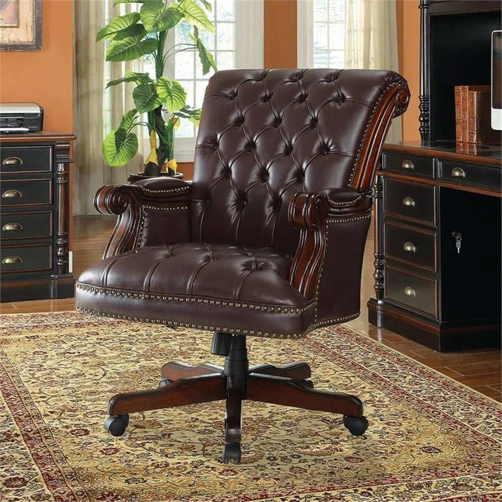 Calloway Tufted Adjustable Height Office Chair Dark Brown