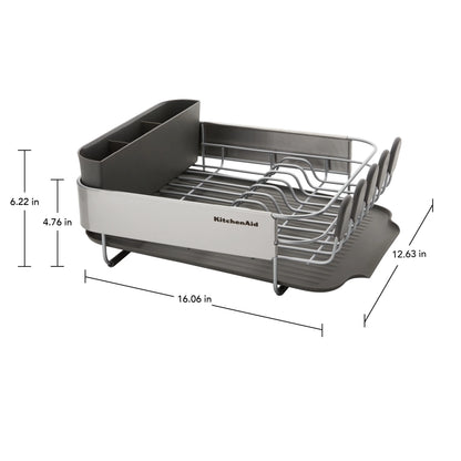 Kitchenaid Stainless Steel Wrap Compact Dish Rack in Satin Gray