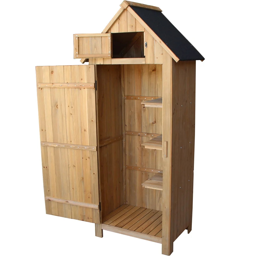 UBesGoo Fir wood  with Single Door Wooden Live Garden Shed Wooden Lockers Wood