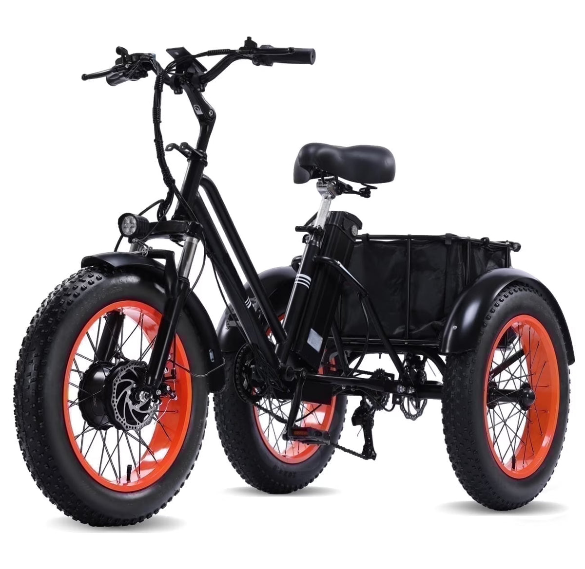 YEBEI Electric Tricycle for Adults Folding E-Trike Motorized Tricycle Electric 3 Wheels Trike Powerful 500W Motor Electric Tricycle 48V15AH Lithium Battery Max 20MPH 20*4.0�� Fat Tire Orange