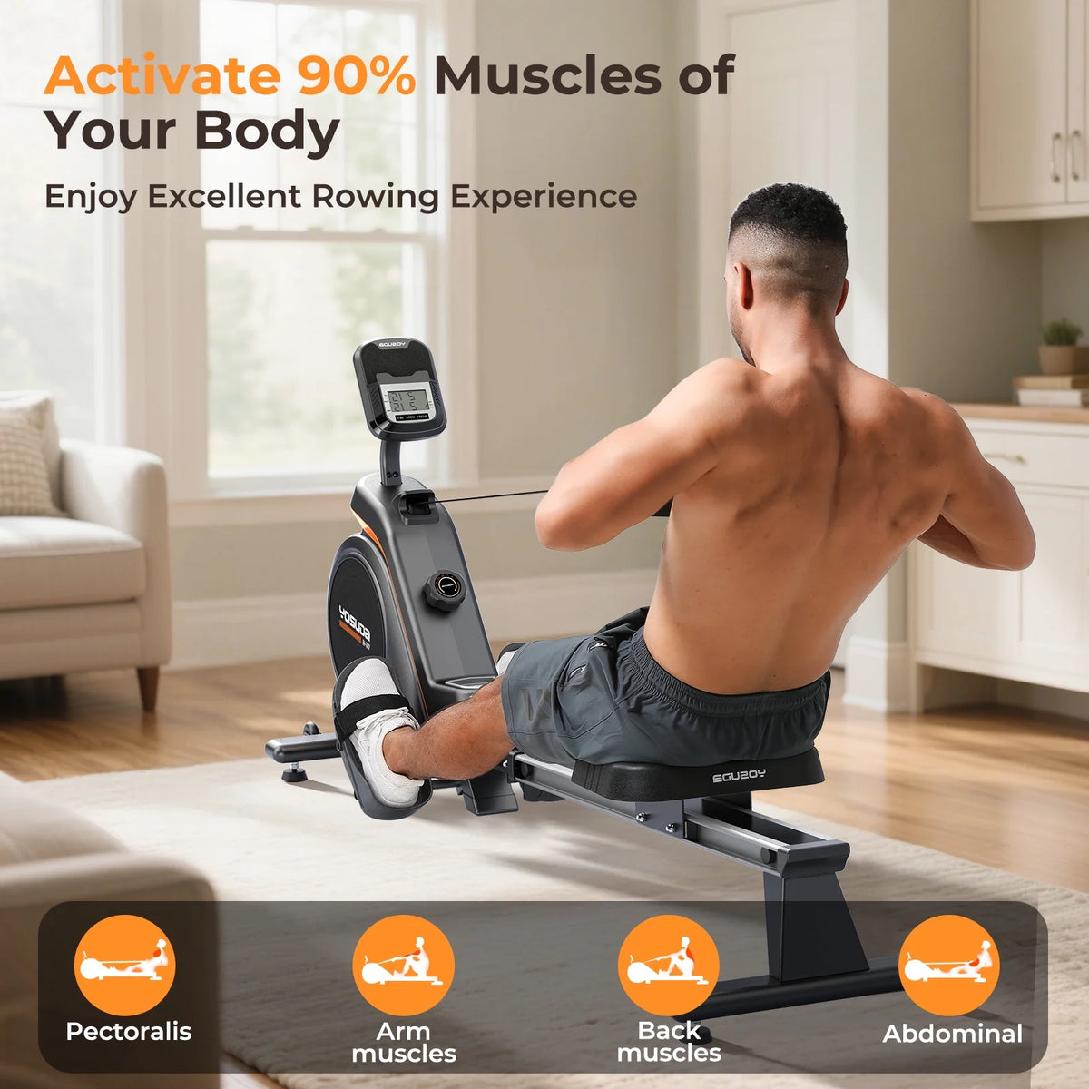 YOSUDA Magnetic Rowing Machine 350 LB Weight Capacity - Foldable Rower for Home Use with Bluetooth, App Supported, Tablet Holder and Comfortable Seat Cushion