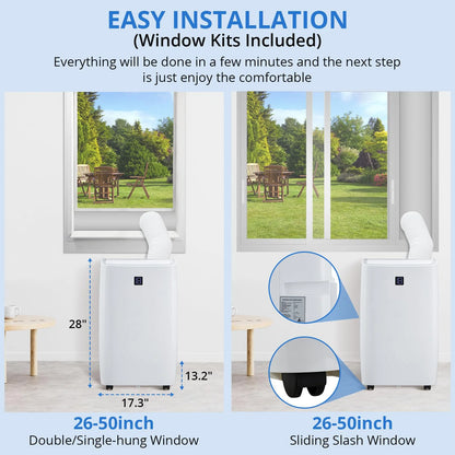 TROPOW 14000BTU Portable Air Conditioners Cool Up to 750 Sq.Ft, 4 in 1 Portable AC Unit with Remote Control/Dehumidifier/3 speeds fan/Sleep Mode for living room, bedroom, office