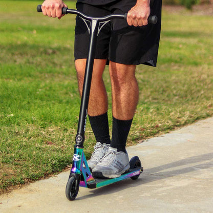 Xspec Oil Slick Neo Chrome Pro Stunt Kick Scooter. Rainbow Trick Scooter