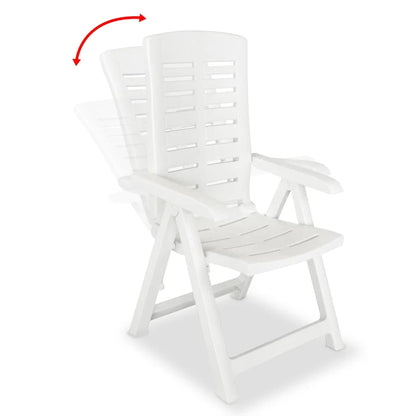 vidaXL Reclining Patio Chairs Outdoor Stack Dining Chair with Armrest Plastic